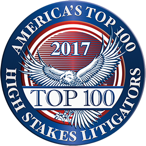 America's Top 100 High Stakes Litigators 2017® Recipient Award