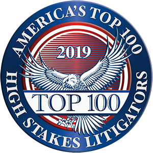 America's Top 100 High Stakes Litigators 2019® Recipient Award